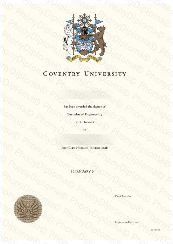 C&D Uk Coventry University Free Sample From Phonydiploma